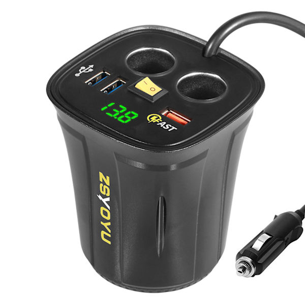 Usb-billaddare för bil Dubbla portar 3.0 Billaddare 80w Metall Snabbladdare Hållare Green