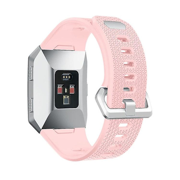 For Fitbit Ionic Herringbone Texture Soft Silicone Watch Strap Replacement Watchband Pink E Fitbit Ionic