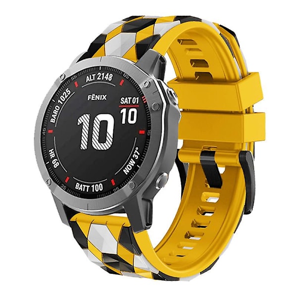 For Garmin Fenix 7/Descent G1/Epix Gen2 Silikone Urrem Fodboldmønster 22mm TPE Urrem Yellow