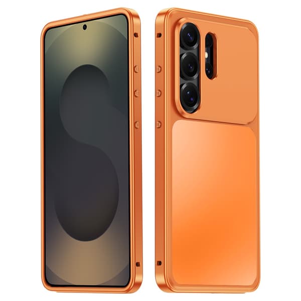Etui til Samsung Galaxy S26 Ultra, metallramme med pop-up-spenne Orange