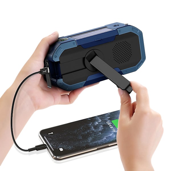Bärbar nödradio Am/fm handvevradio med ljus ficklampa Sos-larm och 5000 mah Power Bank FM-digitalradio sliver