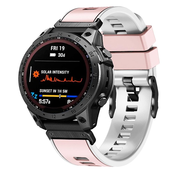 For Garmin Tactix 7 Pro/Tactix Delta Erstatningsarmbånd Hurtigutløsning To-farget Myk Silikon Sportklokkebånd Pink    White