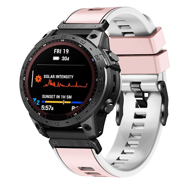 Til Garmin Tactix 7 Pro/Tactix Delta Udskiftningsarmbånd Hurtigudløsning Dual-farve Blød Silikone Sport Urrem Pink    White