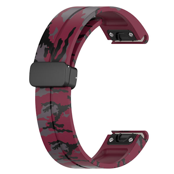 Svart spänne 22mm kamouflage handledsrem armband för Garmin Fenix 7/ Forerunner 965/955/945/935 Camo Wine Red