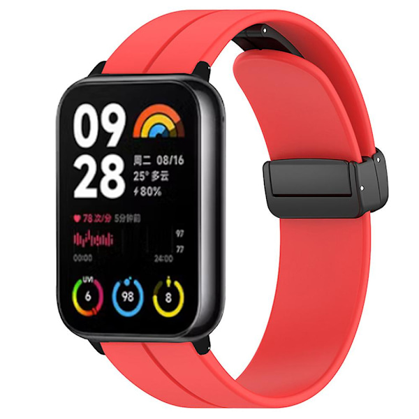 Silikoniranneke Xiaomi Smart Band 8 Pro -älykellolle, magneettisella taittolukolla Red