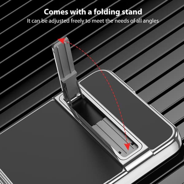 Etui til Samsung Z Flip 7, magnetisk med støtte (sølv)