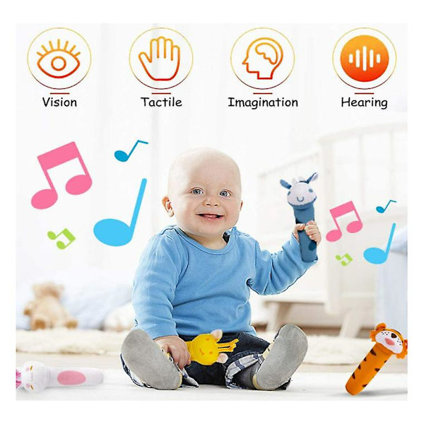 4 kpl helistinleluja, jotka sopivat baby käsiin, set, baby herätyslelu pinnasängylle tai rattaille, monivärinen opetuslelu, 3 kuukautta + (sininen)