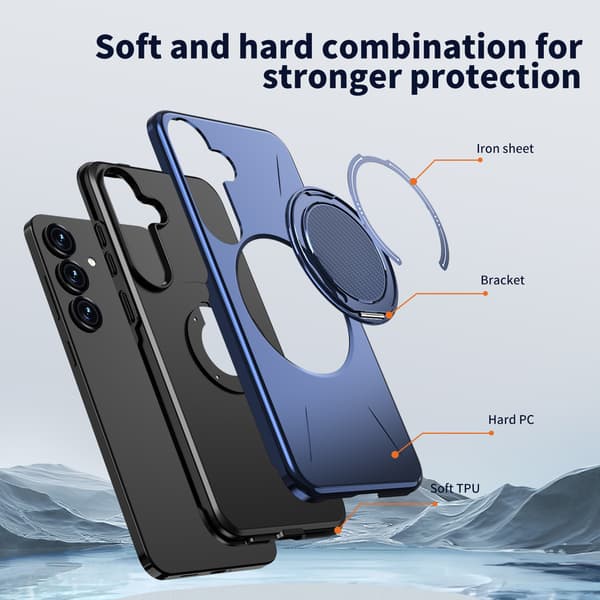 Etui til Samsung Galaxy S24, roterende støtteben TPU + PC Blue