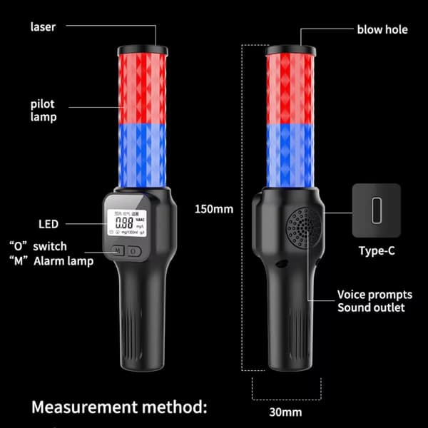 Alkomätare Högprecision Ljudlarm med LCD-display Alkoholdetektor