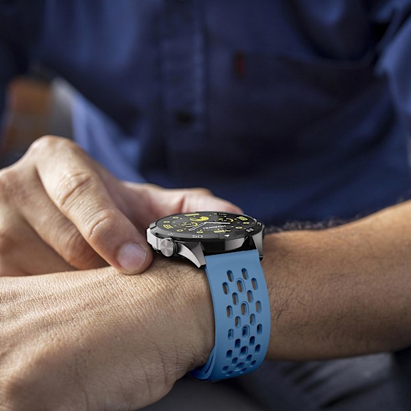 För Garmin vivoactive 5 / Venu 2 Plus Silikonklockarmband 20mm ihålig justerbar rem Blue