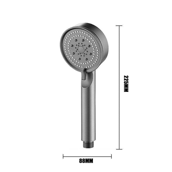 Högtrycksvattenbesparande duschhuvud 6-läges turbodusch justerbar vattenmassage eko dusch badrumstillbehör Grey shower