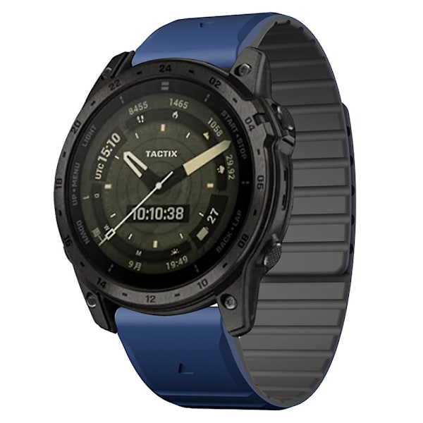 Til Garmin Fenix 5 / 5X / 6X / 7X Urrem 22mm Dual Color Silikone Smart Watch Rem Dark Blue  Black