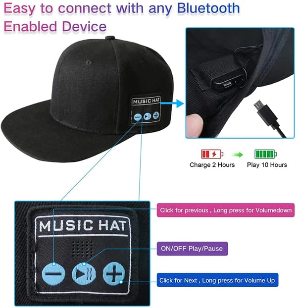 Bluetooth-kaksoiskaiutinlippalakki, ulkoiluaurinkosuoja (harmaa)