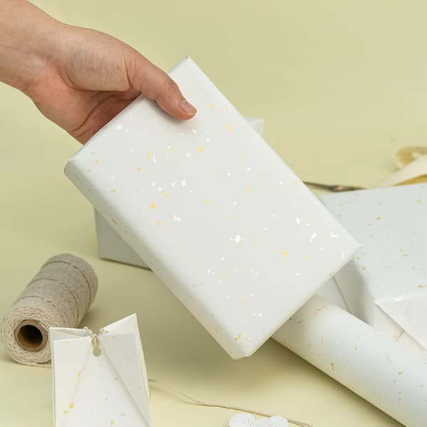 Presentpappersrulle - Vit Gulddesign, 43 cm X 10 m