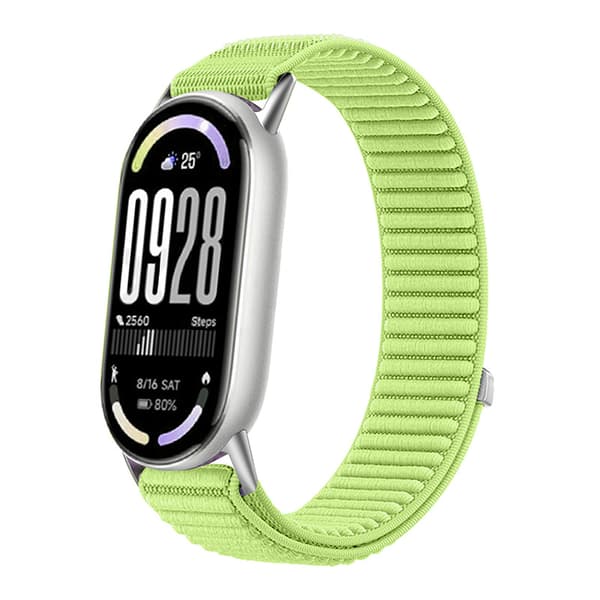 Rannekoru Xiaomi Mi Band 8/9/10, Nylon (Vaaleanvihreä)