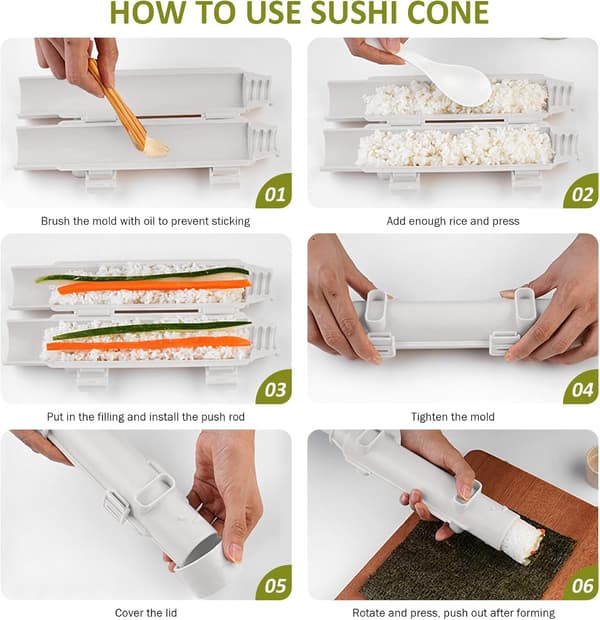 Sushimaskin - Bazooka Maker Kit med rullematte (hvit)