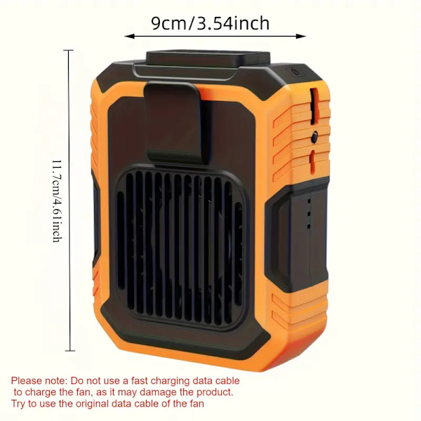 Ventilator - Bærbar USB genopladelig taljeventilator, 4000 mAh batteri (Grøn)