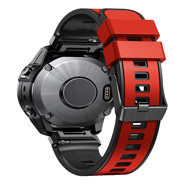 Til Garmin Tactix 7 Pro/Tactix Delta Udskiftningsarmbånd Hurtigudløsning Dual-farve Blød Silikone Sport Urrem Red    Black