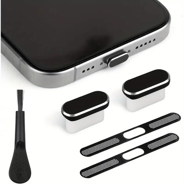 5PACK USB C -pölysuoja iPhone 15/16 -sarjalle (musta) Black