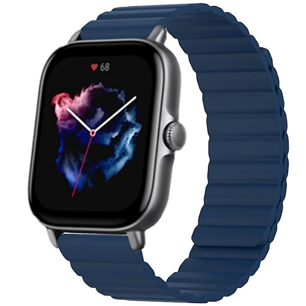 Silikone 20mm Magnetisk Sportsrem til Huami Amazfit Gts 4/3/2/1/mini Midnight Blue