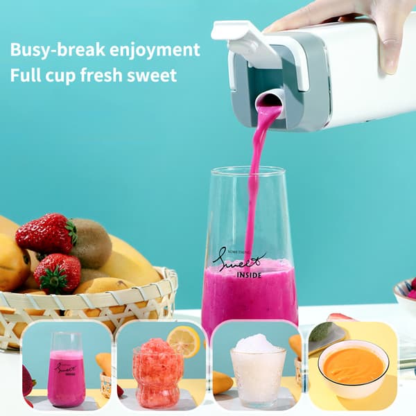 Juicer 420Ml Usb-opladning, selvrensende med 12-bladet klinge (hvid)
