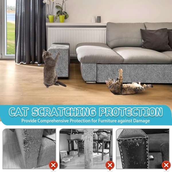Katteskrapematte - Selvklebende DIY Sofa Kattekløbeskyttelse (Lys Grå, 30×100Cm)