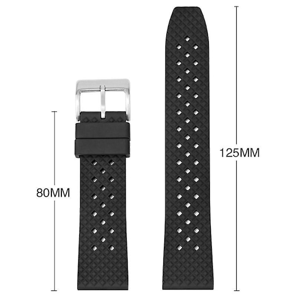 För Huawei Watch GT 3 42mm/ GT 3 Pro 43mm klockarmband 20mm fluorogummiarmband Black Black Buckle