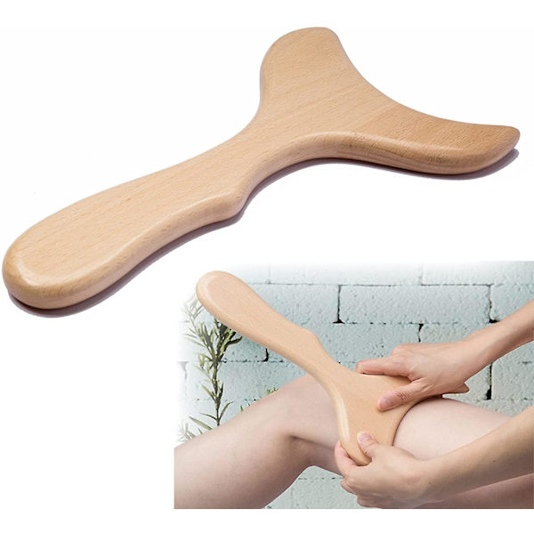 Gua Sha Tool ryggmassasjebrett av tre, egnet for cellulittmuskelavslapning