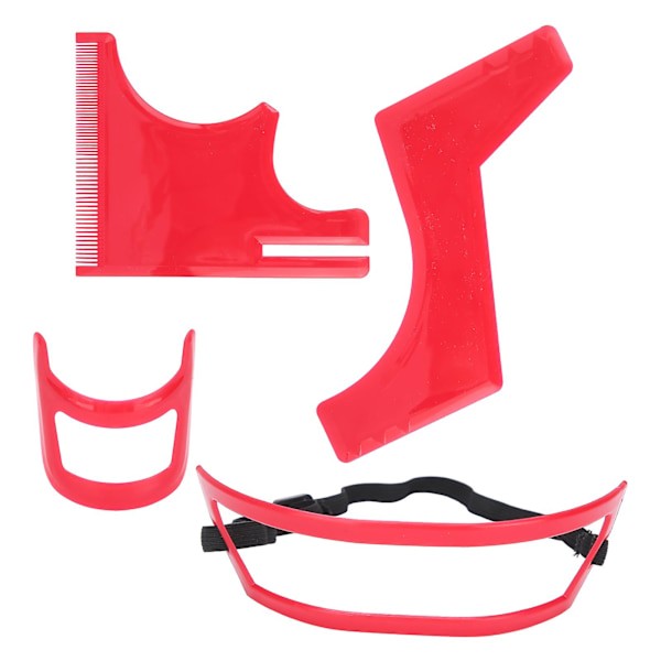 Skäggformningsverktygssats Skäggstyling Klippning Hårlinje Grooming Röd Plast Skäggmall Set