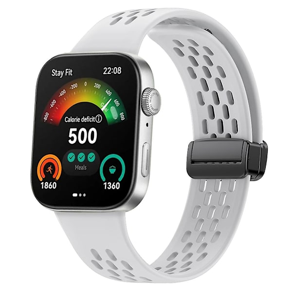 For Huawei Watch Fit 3 silikoneurrem med hulmønster og magnetisk foldelås White
