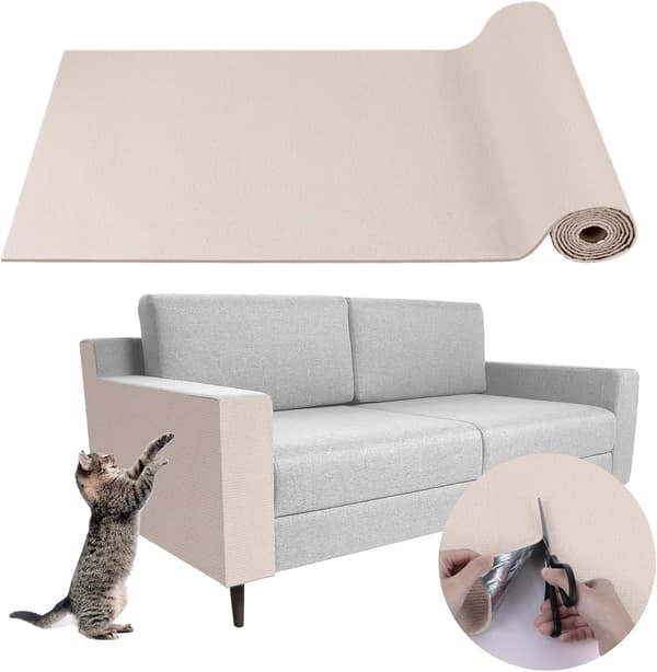 Katteskrapematte - Selvklebende DIY Sofa Katteklorebeskyttelse (Beige, 30×200Cm)