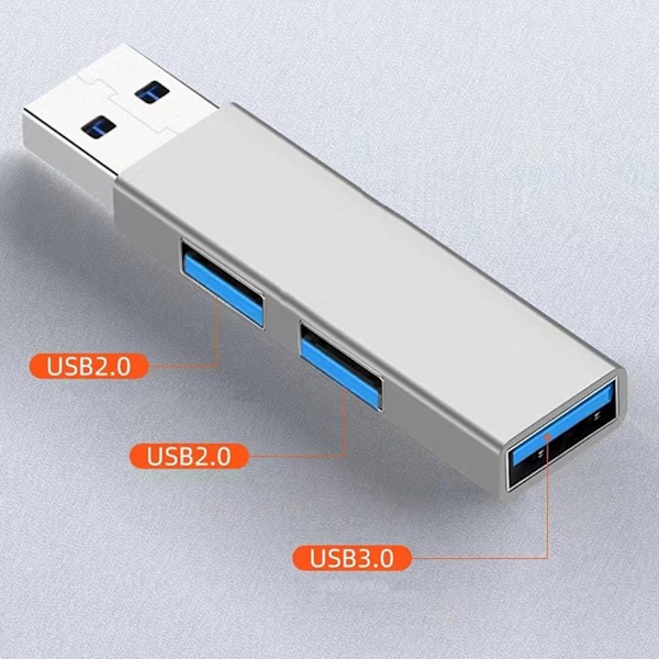 Usb Hub Multiport Adapter, 3-i-1 Expander (Silver, 2-pack)