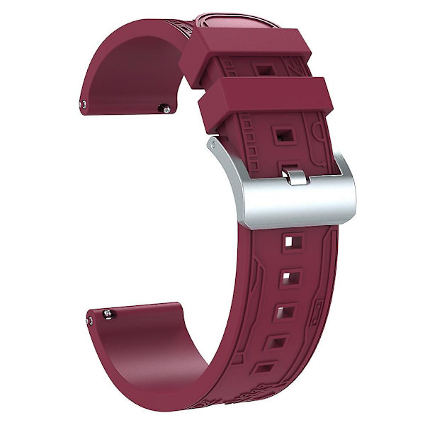 Yleiskäyttöinen 20 mm pehmeä silikoniranneke Samsung Galaxy Watch6 44mm / Huawei Watch GT 3 42mm / Garmin vivoactive 5 -rannekkeille Wine red
