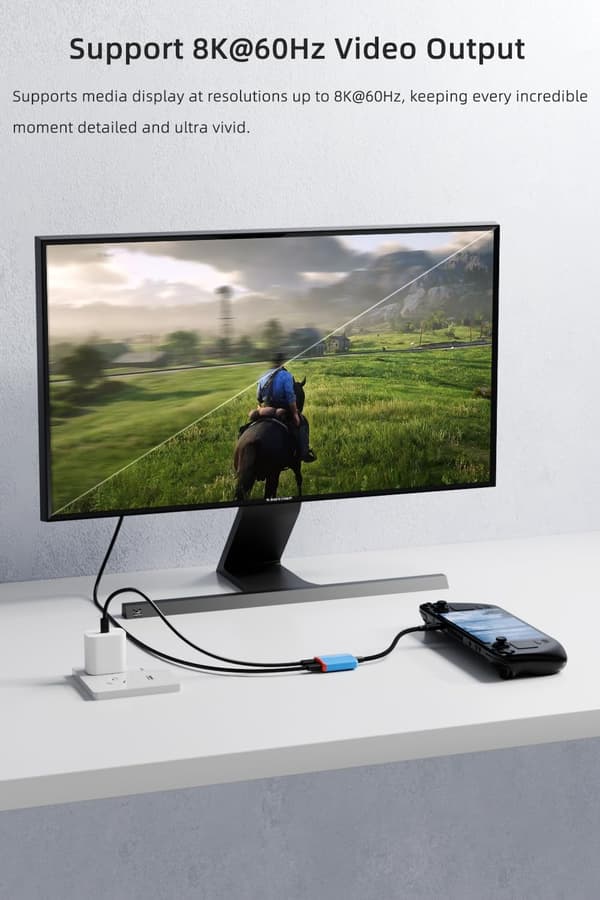 USB-C till AR-glasögon laddningsadapter, stöder 100W PD snabbladdning och 8K@60Hz utgång White