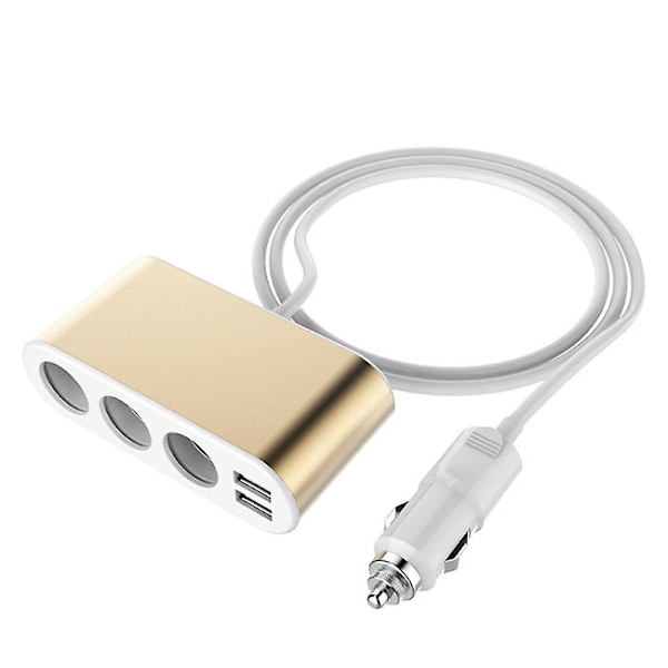 USB-billader for bil, -tenneradapter 3-stikkontakt, hurtiglader for bil 12V/24V med 2 USB-porter