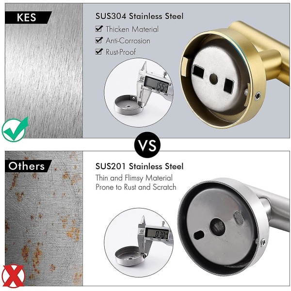 Badehåndklædekrog Kåbekrog Til badeværelse Køkken Ingen bor Vægmontering Sus 304 Rustfrit Stål Børstet Messing Polished silver