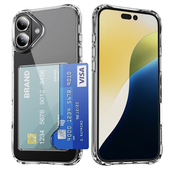 iPhone 16 Skal med Korthållare - Transparent Transparent