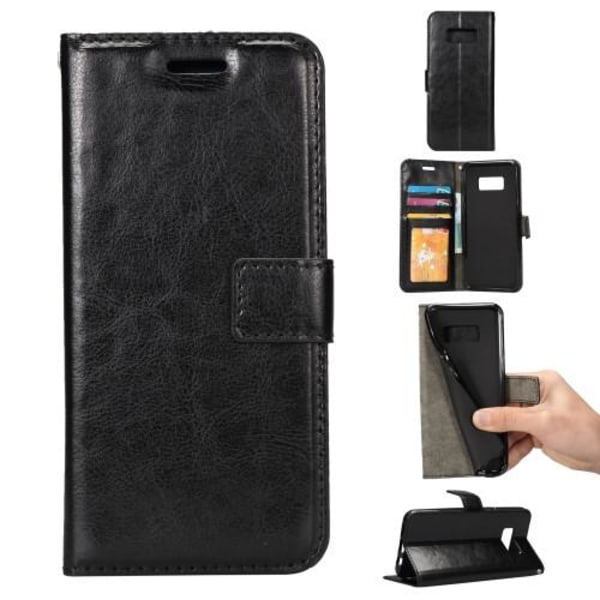 Crazy Horse plånboksfodral för Samsung Galaxy S8 - svart Svart