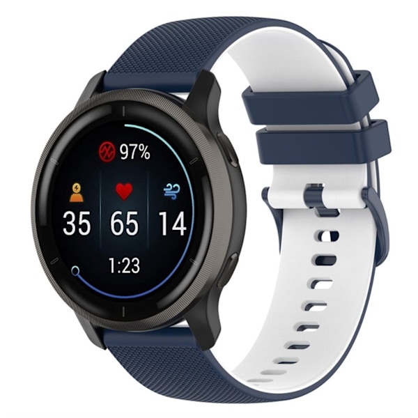 Garmin Venu 2 / VivoActive 4 etc. Tvåfärgat klockarmband i silikon - Blå/Vit Vit