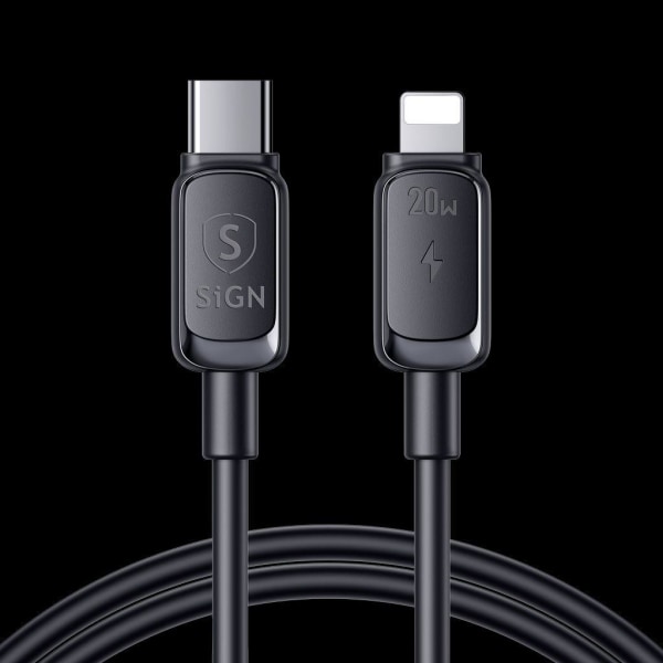 SiGN USB-C till Lightning Kabel 20W, 1.2m - Svart Svart