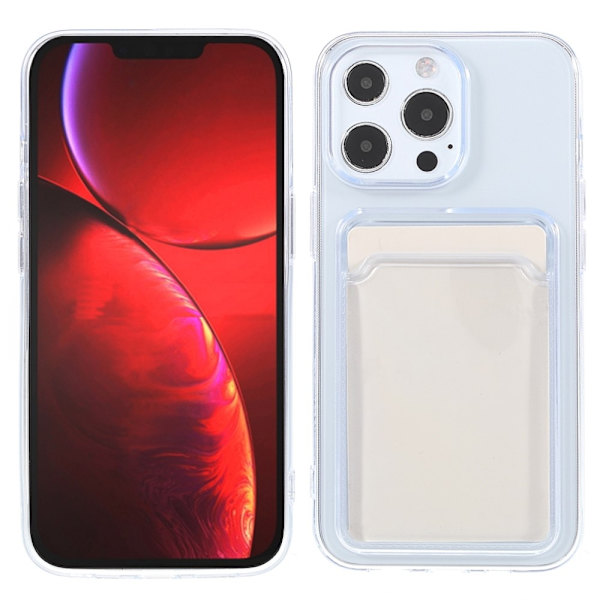 TPU Skal med Korthållare för iPhone 13 Pro - Genomskinligt Transparent