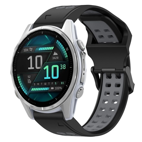 Garmin Fenix 8 AMOLED 43mm Tvåfärgat klockarmband i silikon - Svart/Grå grå