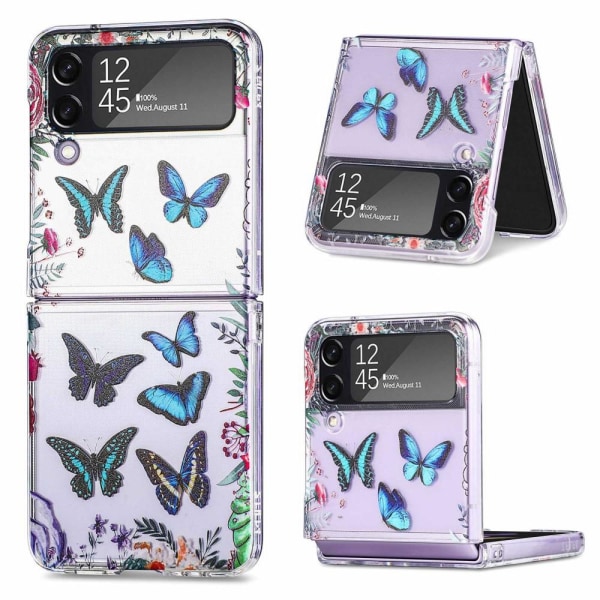 Samsung Galaxy Z Flip4 5G Butterfly Pattern Printed Skal - Blå Blå