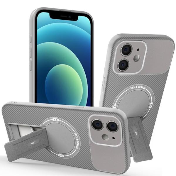 iPhone 12 Skal med Stativ - Grå grå