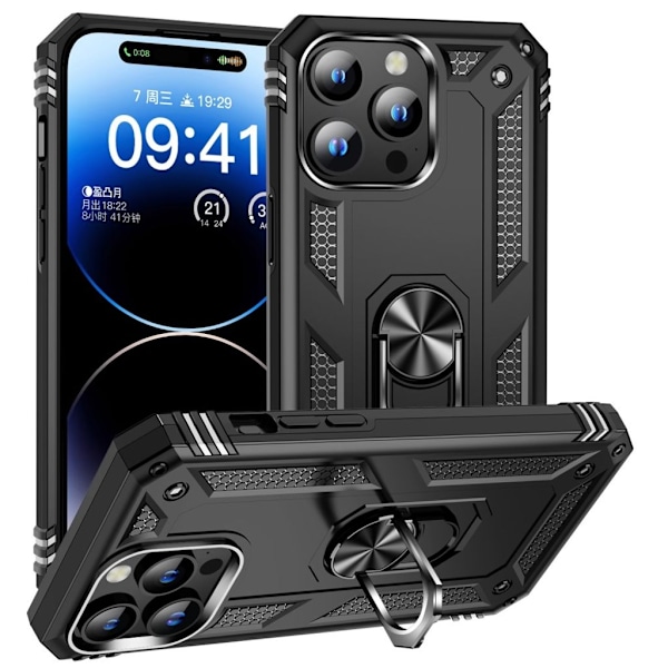 IPhone 15 Pro skal med en magnethållare - Svart Svart