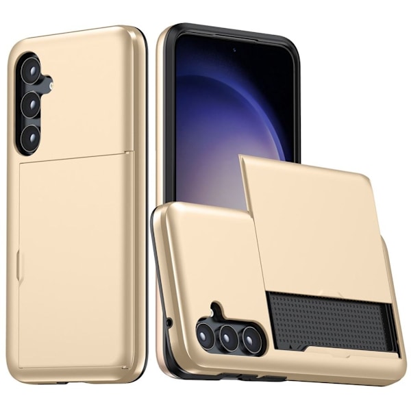 Samsung Galaxy S24 Plus Skal med glidkortshållare - Guld Guld