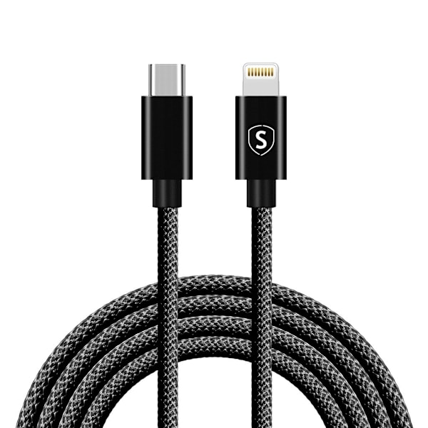 SiGN USB-C till Lightning-kabel 2.1A, 2m - Svart Svart