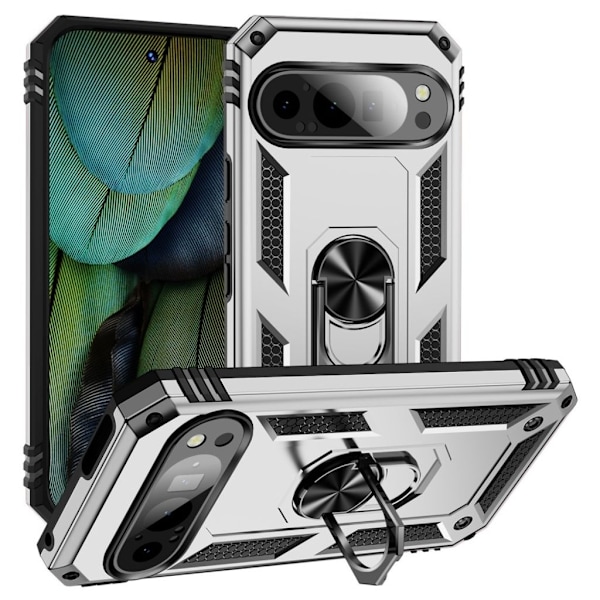 Google Pixel 9/9 Pro Skal med roterande ring - Silver Silver