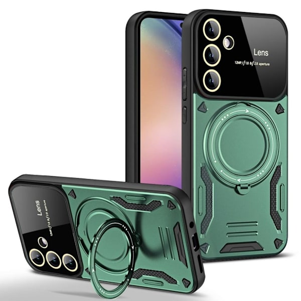 Samsung Galaxy A16 Skal med Magnetiskt Ringstativ - Grön Grön