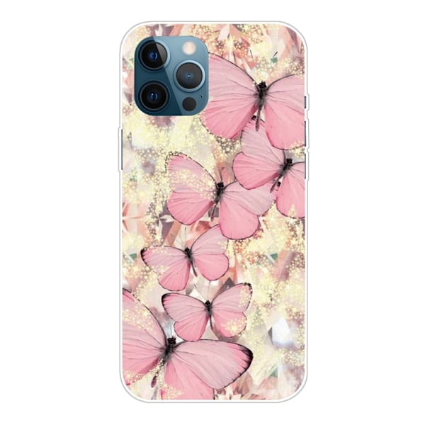 IPhone 12- 12 Pro TPU-skal - Pink Butterflies 12 Pro TPU case - Pink Butterflies